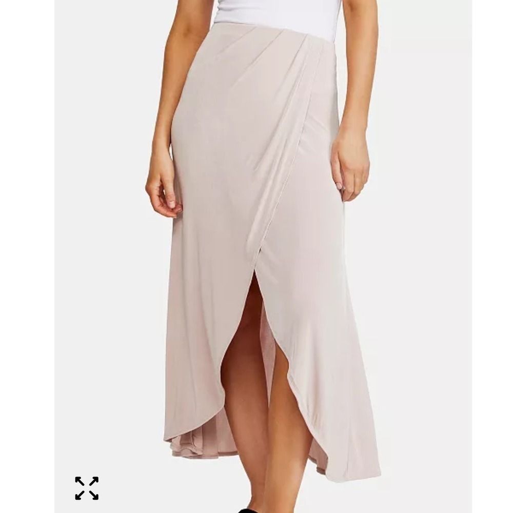 Free People Skirt Women's Small S Midi Wrap Drape Faux Crossover Blush Pink